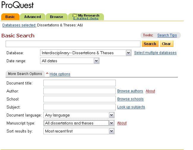 ProQuest Dissertation Express - Welcome!